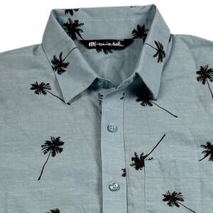 Travis Mathew Wheaton Shirt Mens Small Blue Short Sleeve Button Up